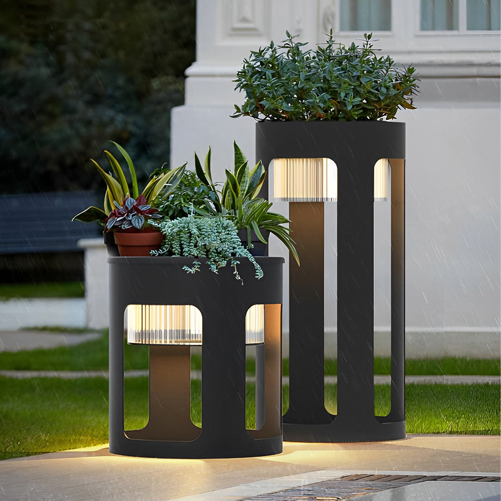 Round Table Lamp with Under-Table Lighting Solar-Powered LED Outdoor Light