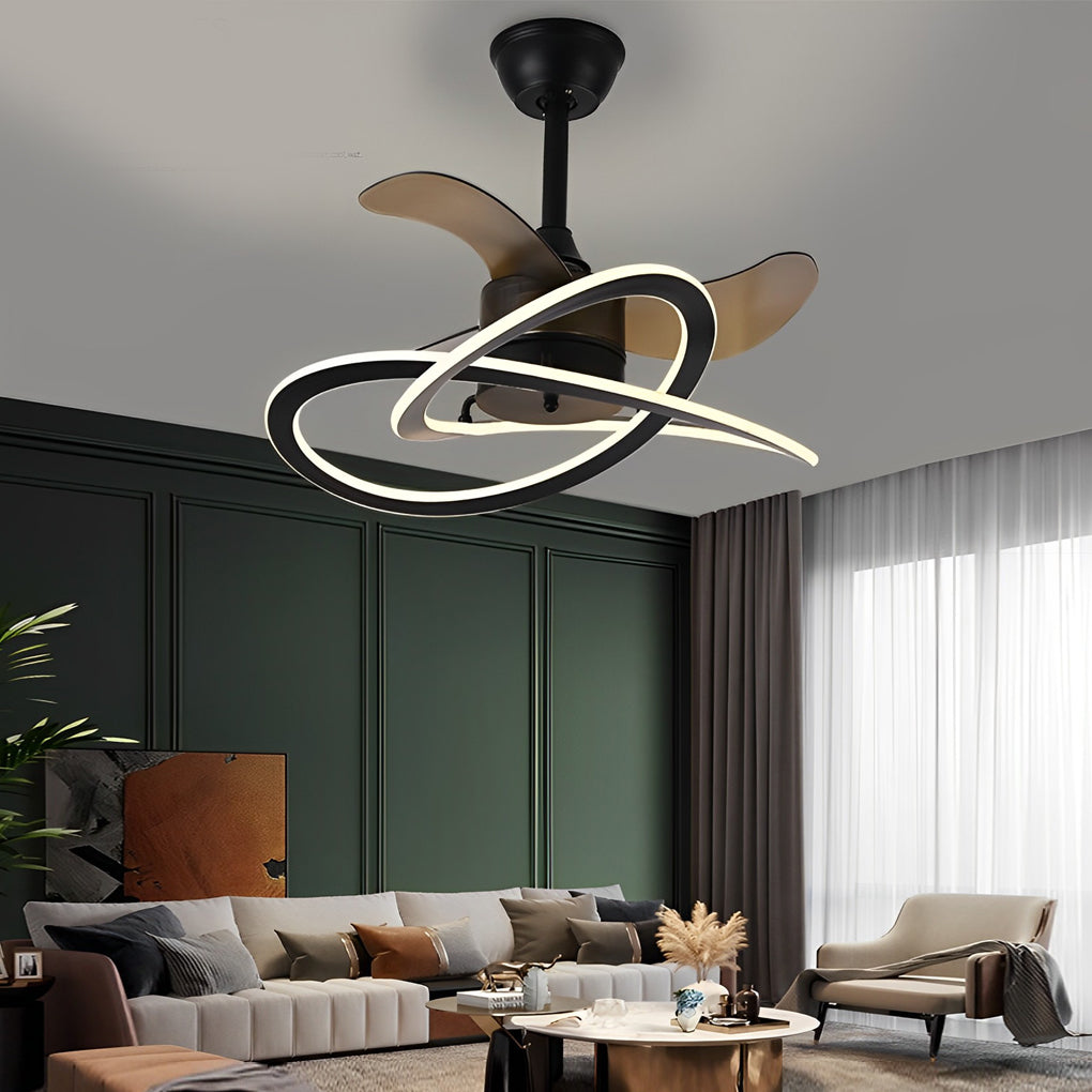 Waves Flower LED Mute Timing Creative Nordic Bladeless Ceiling Fans