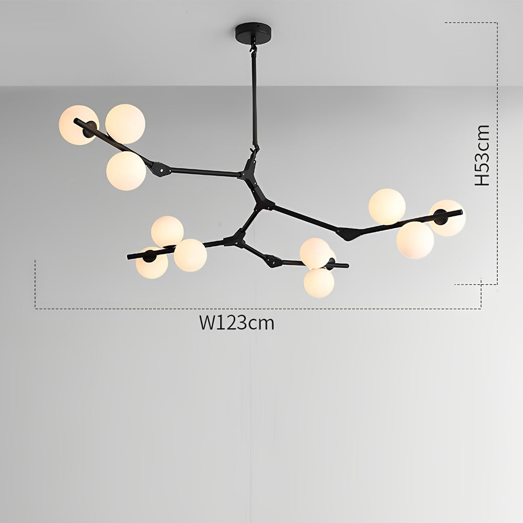Nordic Style Modern Minimalist Cluster Metal Glass Chandelier – Black & Gold Fixture