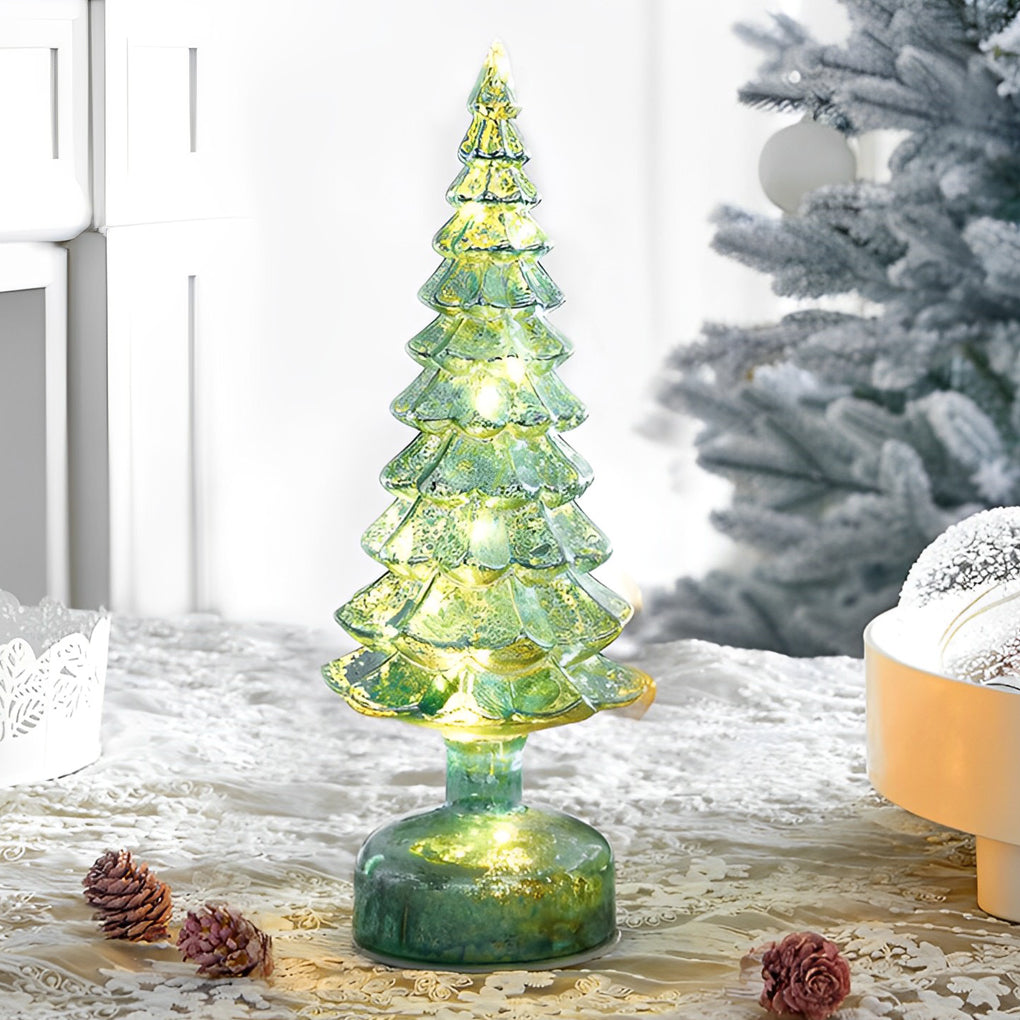 Tower Shaped Glass Decorative Lights Christmas Ornament Home Table Decor