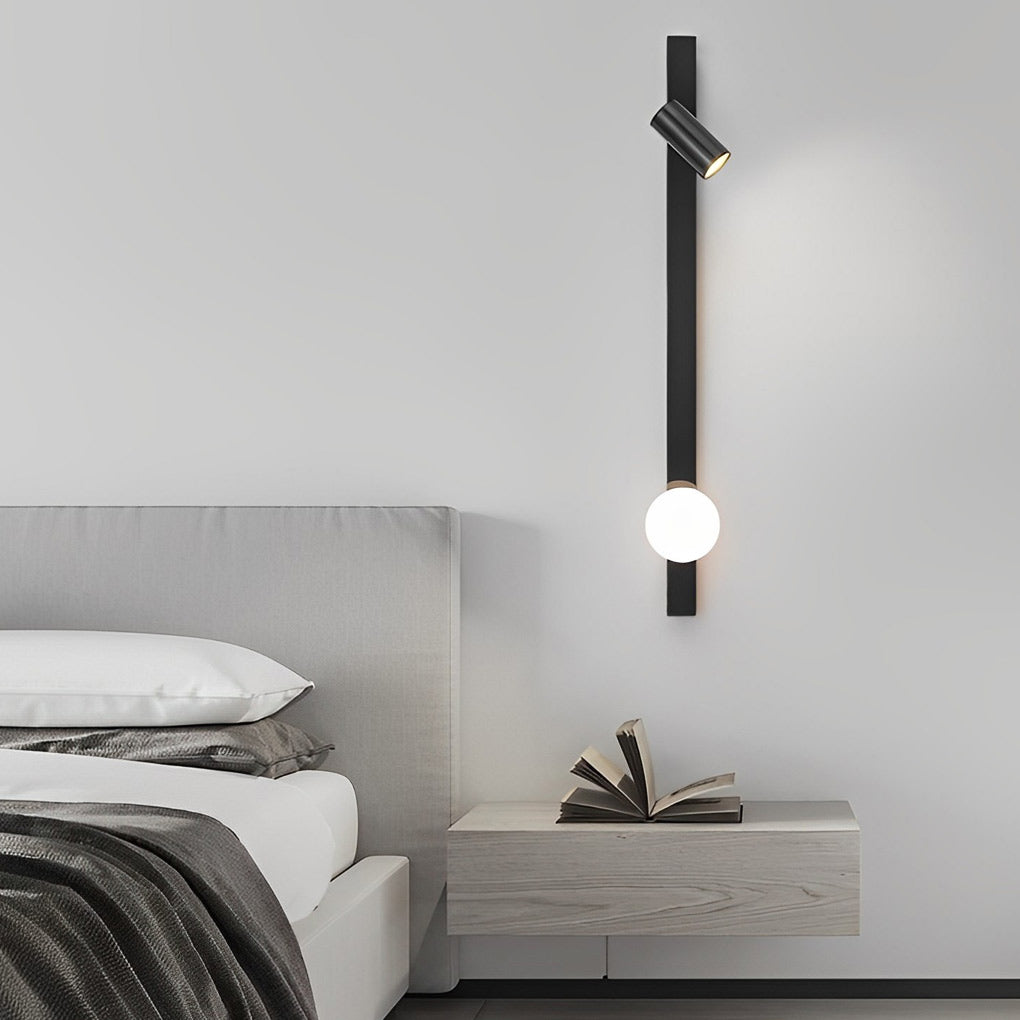 Black/Gold LED Linear Lights Three Step Dimming Wall Lamp with Adjustable Spotlight