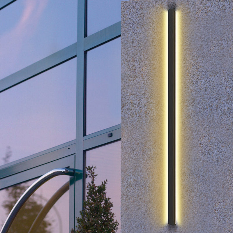Long Strip LED Waterproof Black Minimalist Outdoor Wall Lights Exterior Lights
