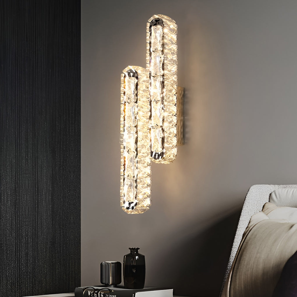 Double Strip Three Step Dimming Light LED Crystal Modern Wall Lamp Wall Sconce Lighting - Dazuma
