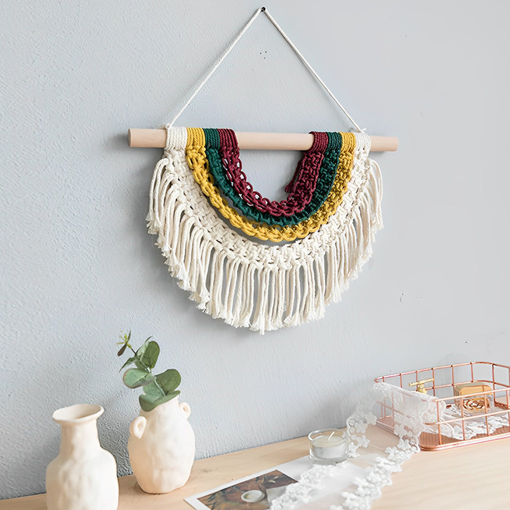 Bohemian Style Spectrum-Colored Semi Wall Hanging