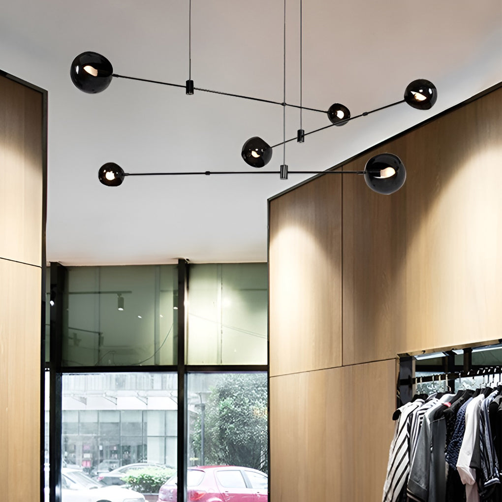 Geometric Linear Electroplating Black Modern Chandelier Hanging Ceiling Lights