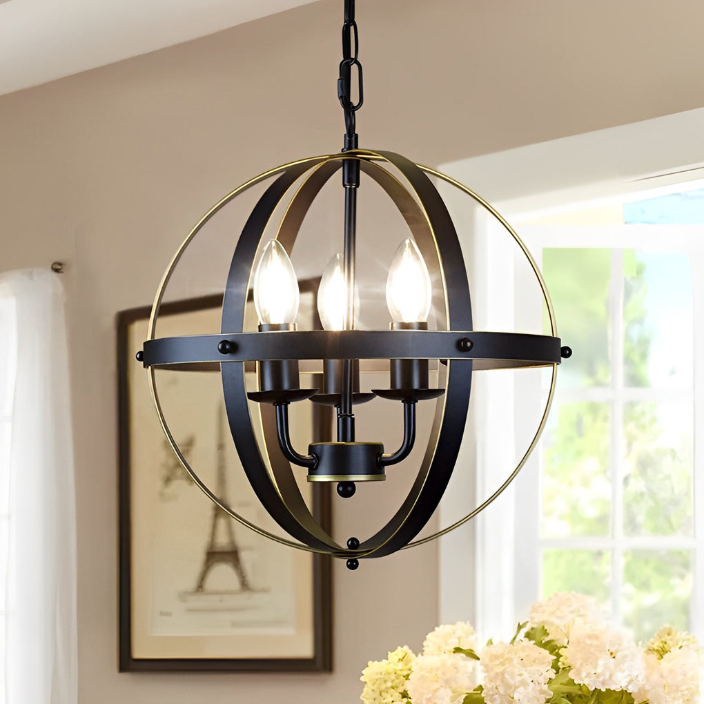 Creative Iron Round Lantern Design Industrial Style Chandelier Pendant Lights