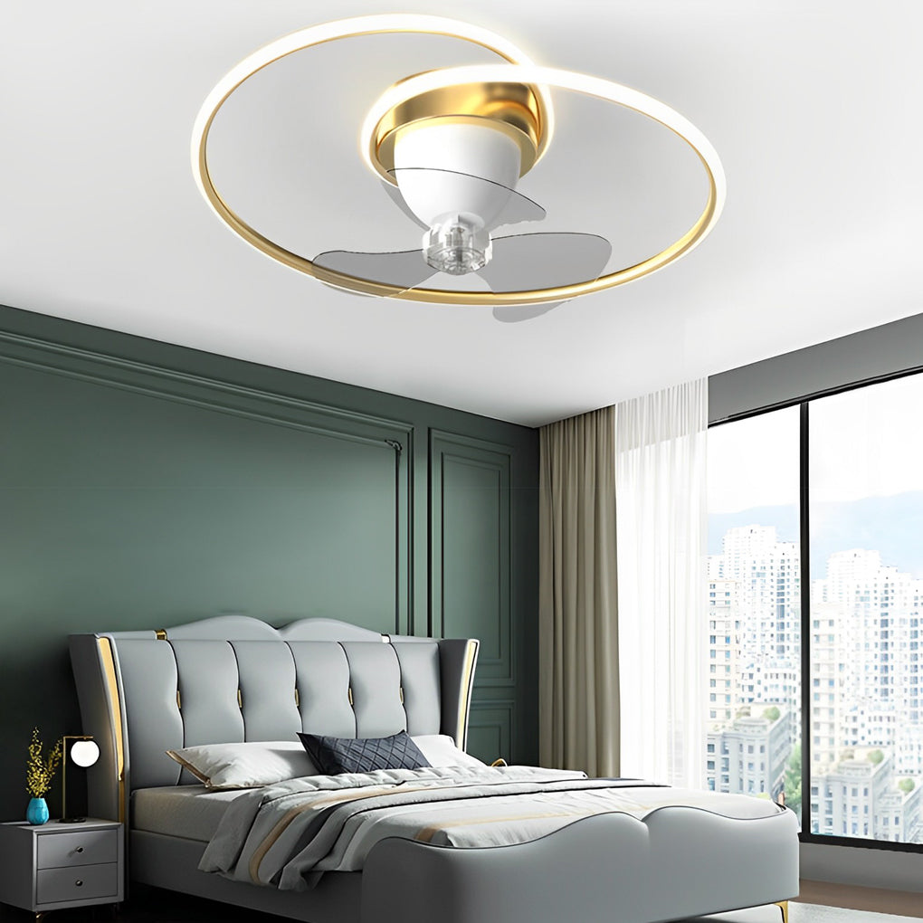 Fan Revolving Light Smart 360° Rotating LED Stepless Dimming Timing Modern Ceiling Fans ...