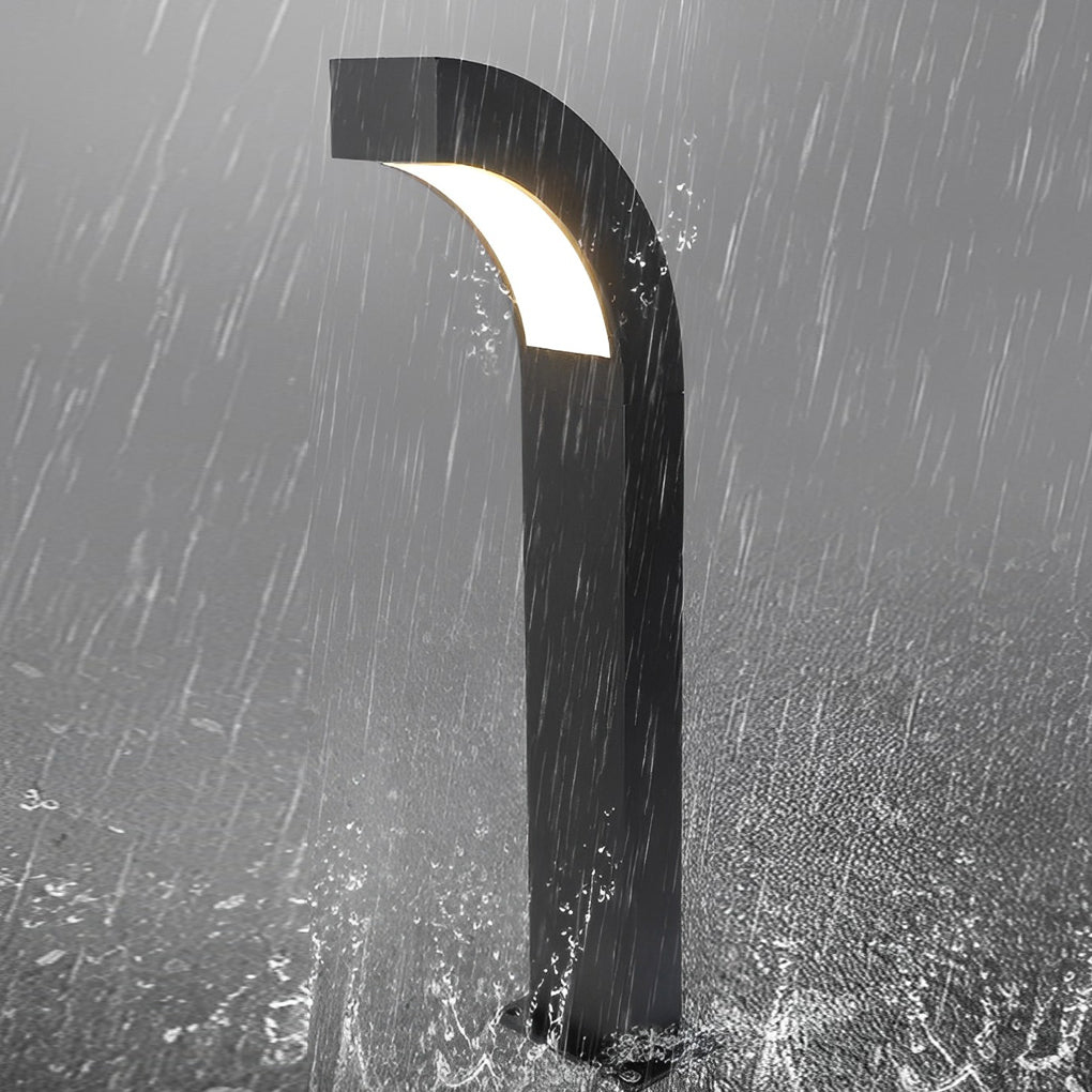 Curved LED Landscape Lighting Minimalist Black Outdoor Path Lighting