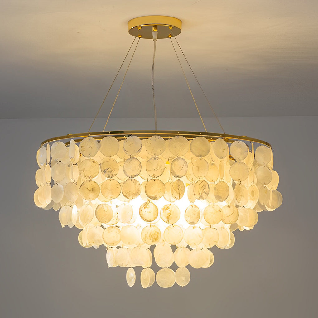 Round Shells Pieces Electroplated Iron LED Nordic Chandelier Pendant ...