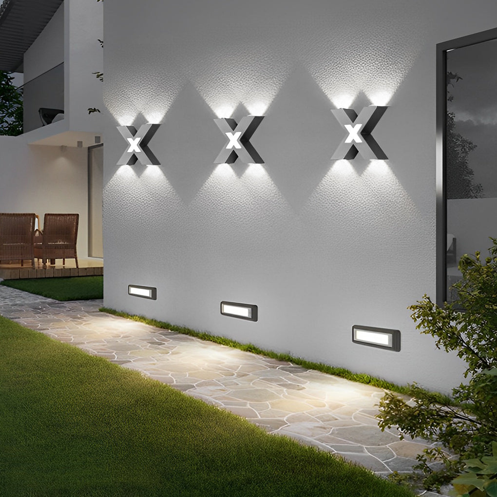 X Shape Creative Waterproof LED Black Modern Outdoor Wall Lamp Exterior Lights - Dazuma