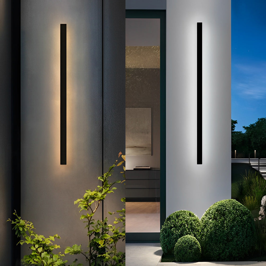 Minimalist Long Strip LED Waterproof Black Modern Solar Wall Sconce Lighting - Dazuma