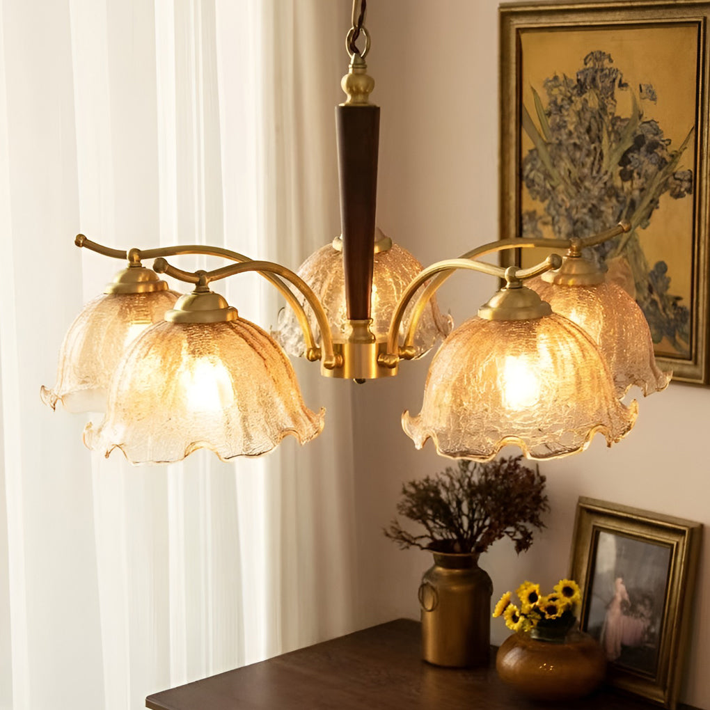 3 Lights Cracked Glass Retro Chandelier Pendant Light Ceiling Lamp - Dazuma
