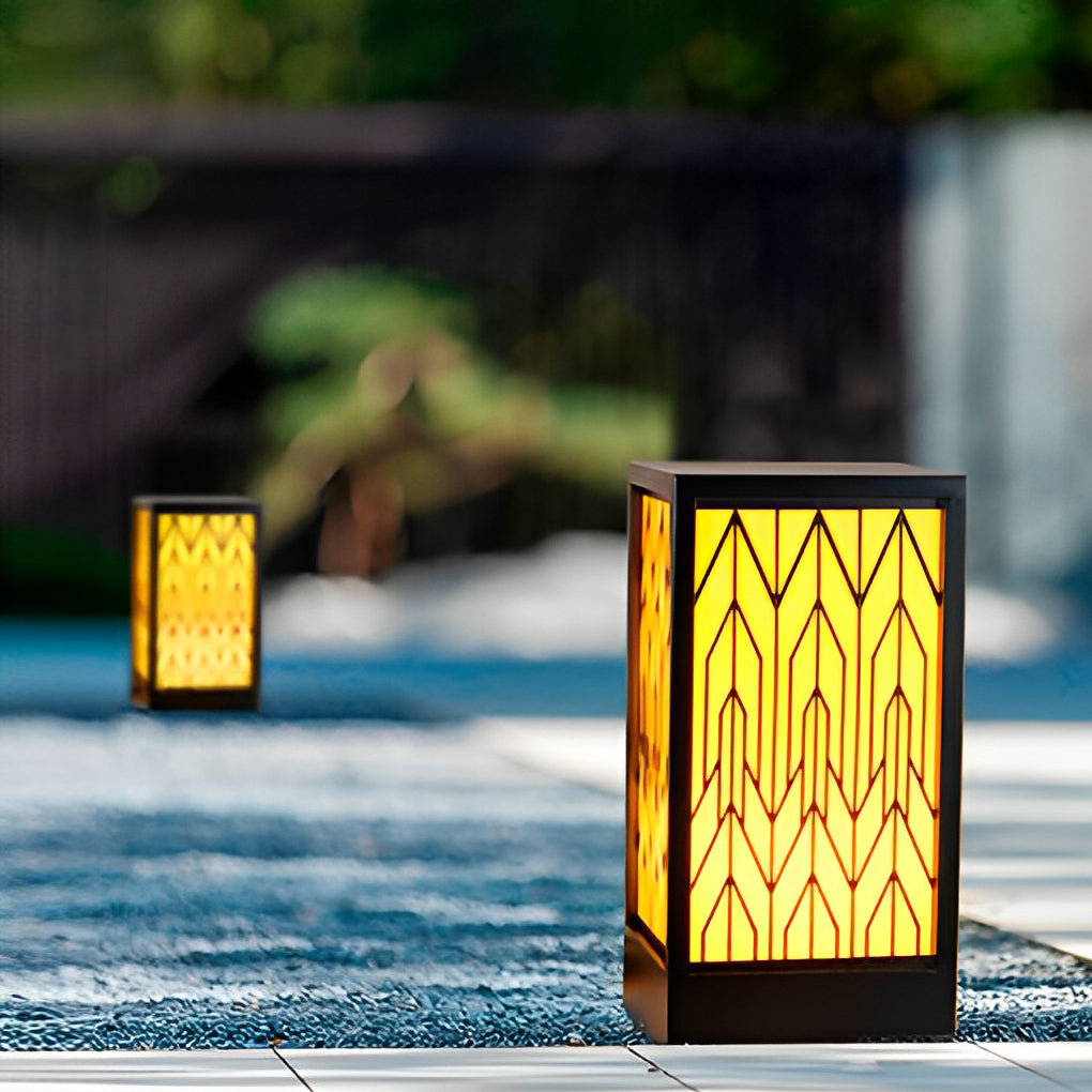 Vintage Waterproof LED Lawn Light Patterned Lampshade, Outdoor Landscape Bollard Lights
