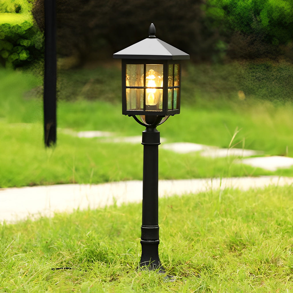 Square Waterproof Aluminum Black Retro Solar Lights Outdoor Lawn Lamp - Dazuma