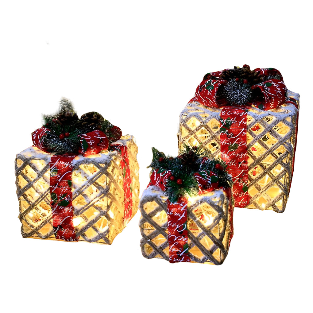 3 Pc Set Creative Christmas Decor Gift Box Scene Layout Decorations