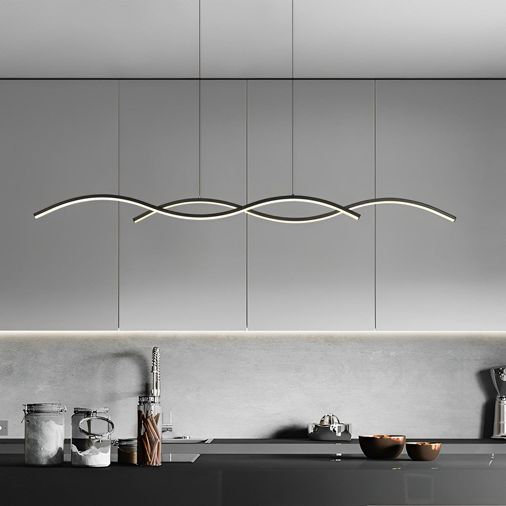 Wavy Lines Minimalist LED Ins Nordic Dining Room Chandeliers Hanging Lamp