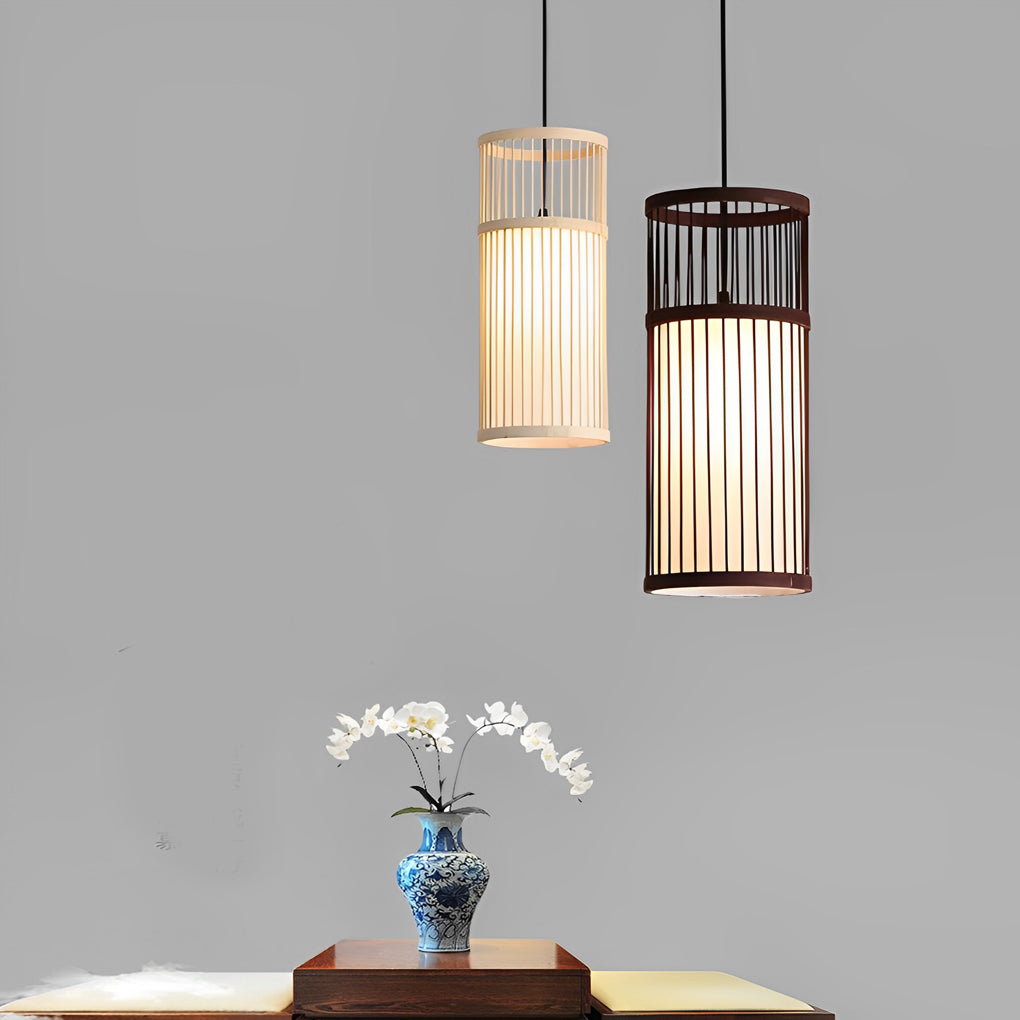 Creative Minimalist Bamboo Hand Woven LED Retro Modern Pendant Lights
