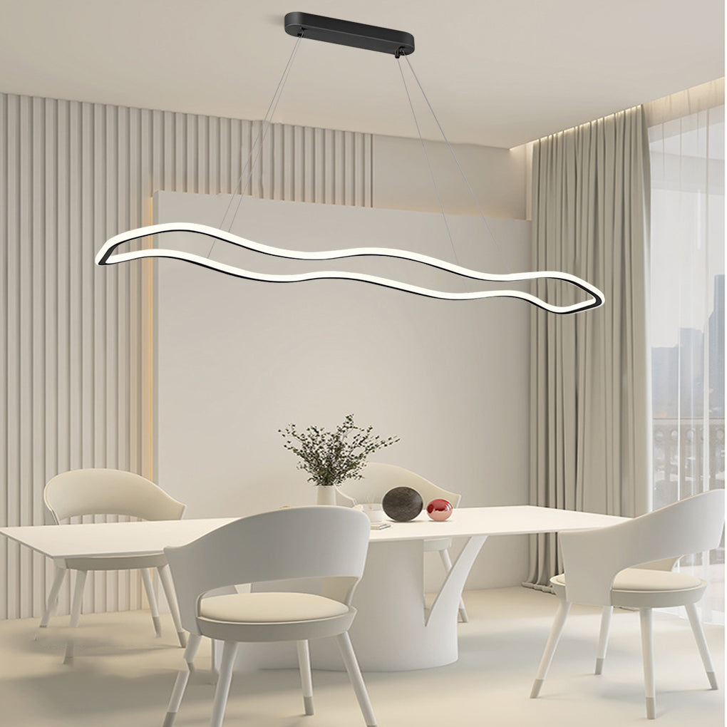 Long Waves Circular Design LED Nordic Hanging Ceiling Light Chandelier ...