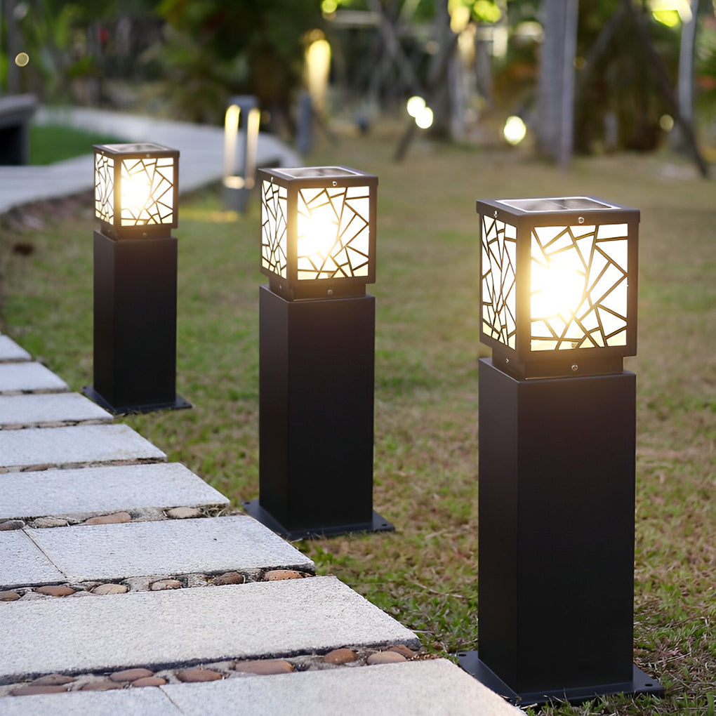 Retro LED Waterproof Black Modern Solar Path Lights Outdoor Lawn Light - Dazuma