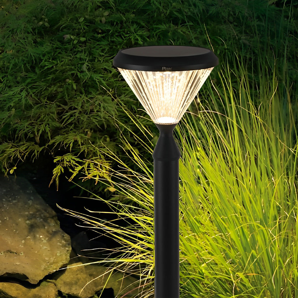 Round Waterproof Light Control LED Black Modern Solar Outdoor Lights