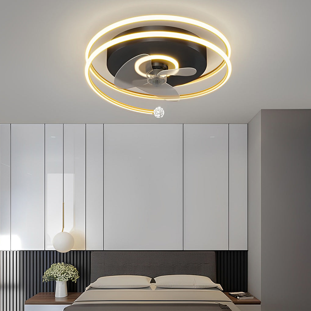 Minimalist Circular Mute LED Nordic Bladeless Ceiling Fans Lights - Dazuma