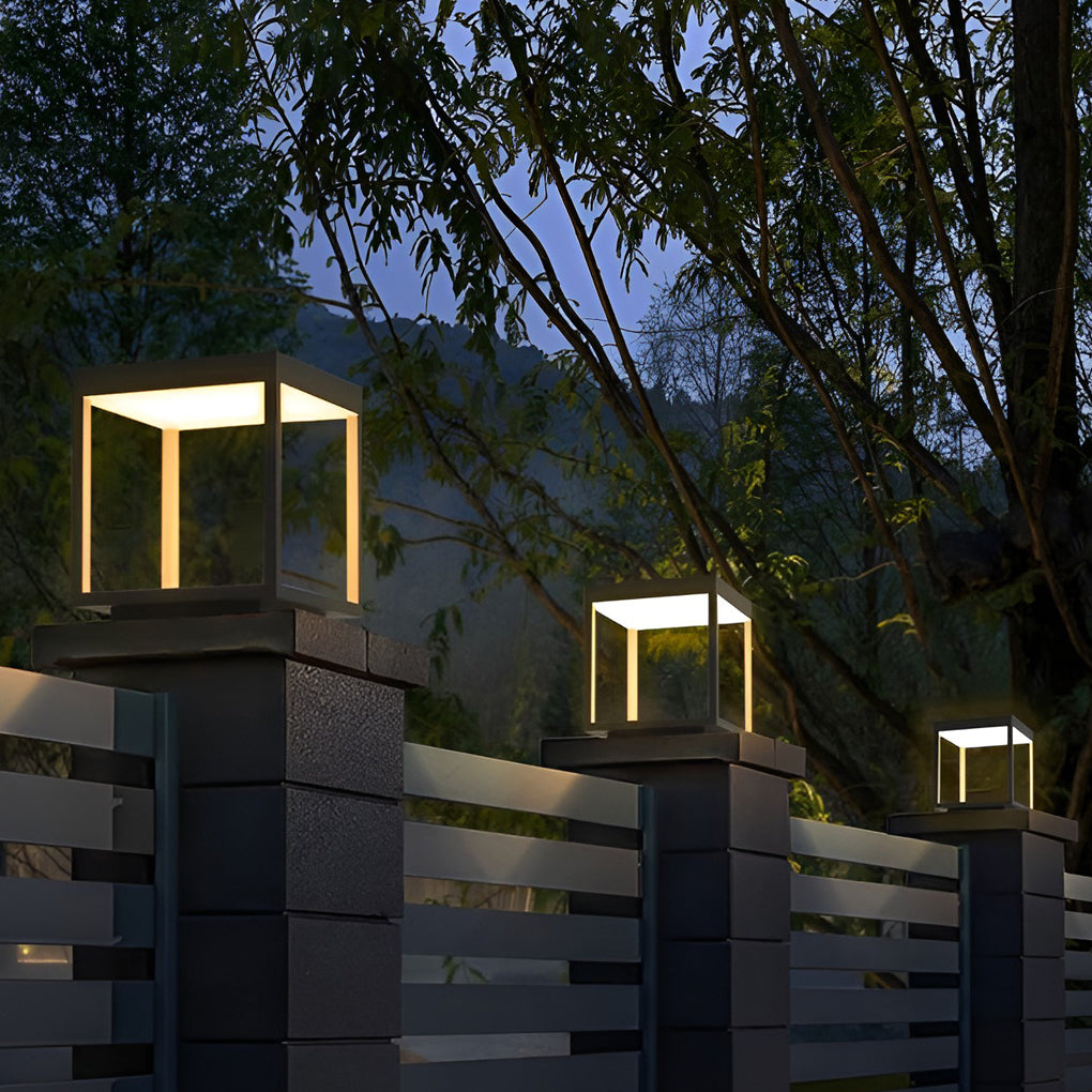Square Frame Waterproof LED Modern Solar Post Caps Lights Fence Post Lights
