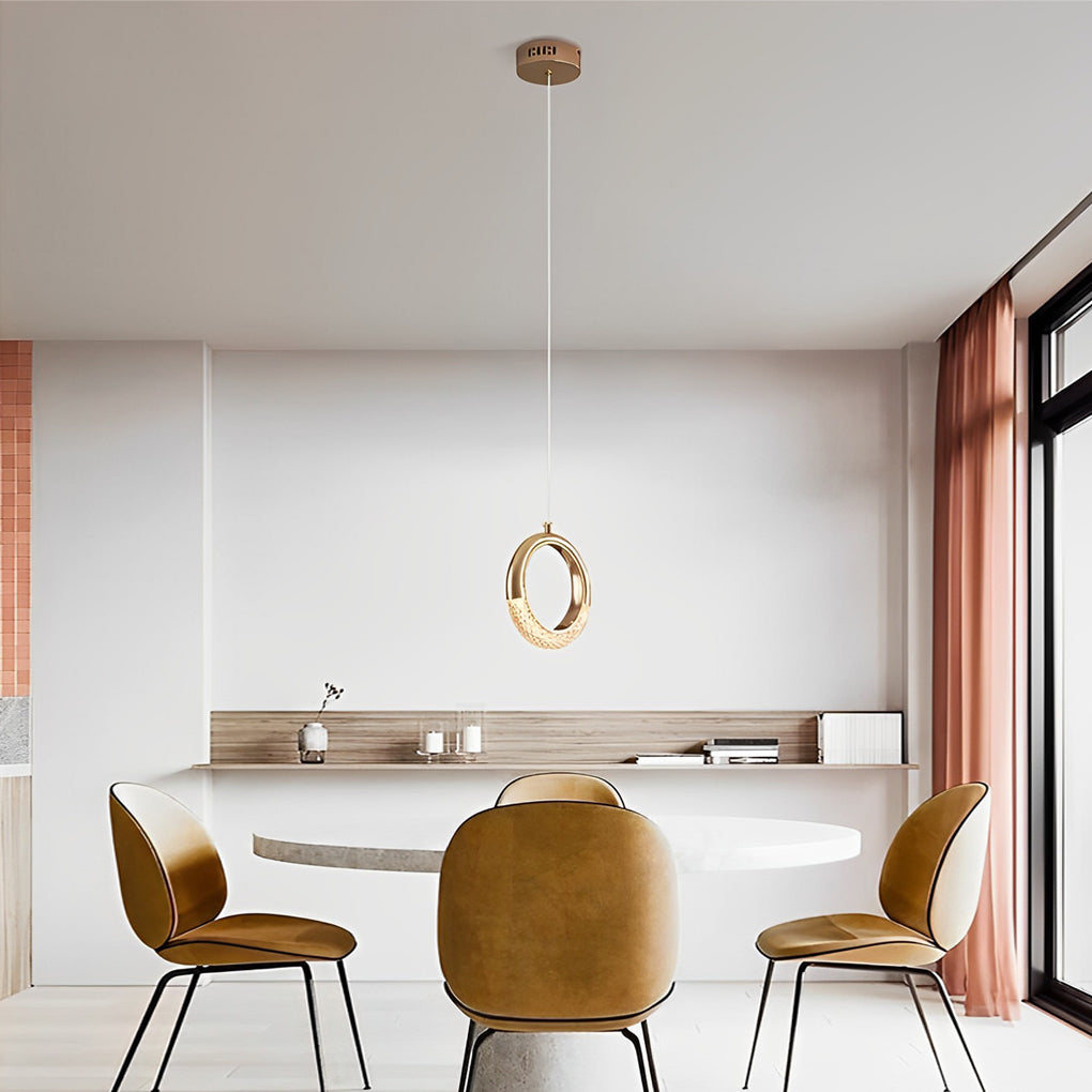 Ring Shaped LED Electroplated Metal Modern Pendant Light Hanging Lamp