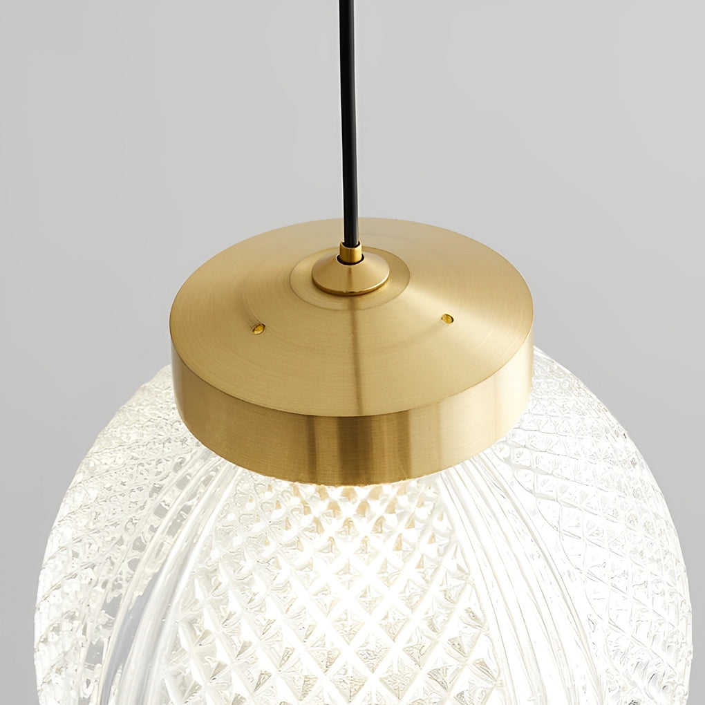Mini Creative Pattern Round Ball Glass Brass Nordic Pendant Lights