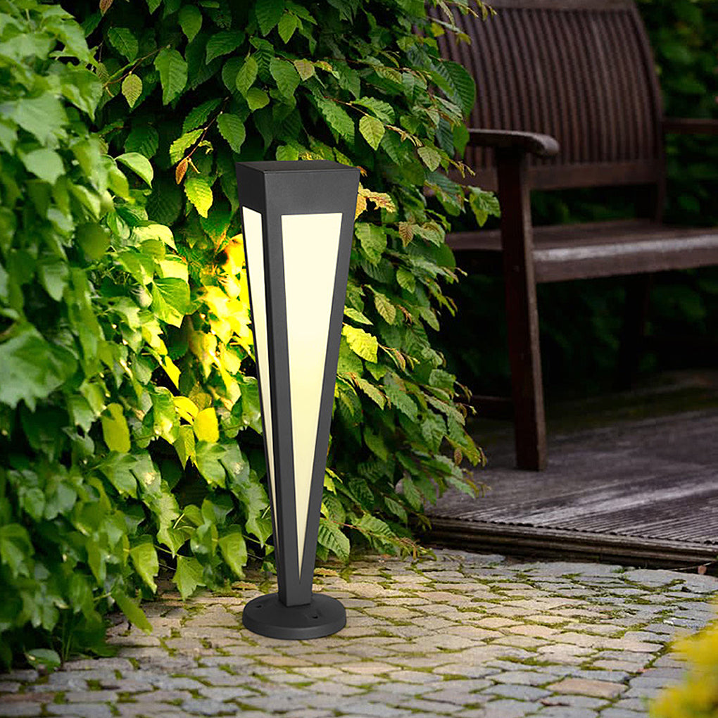 Adjustable RGB Solar LED Pathway Light Square Top & Conical Base Outdoor Lawn Lighting