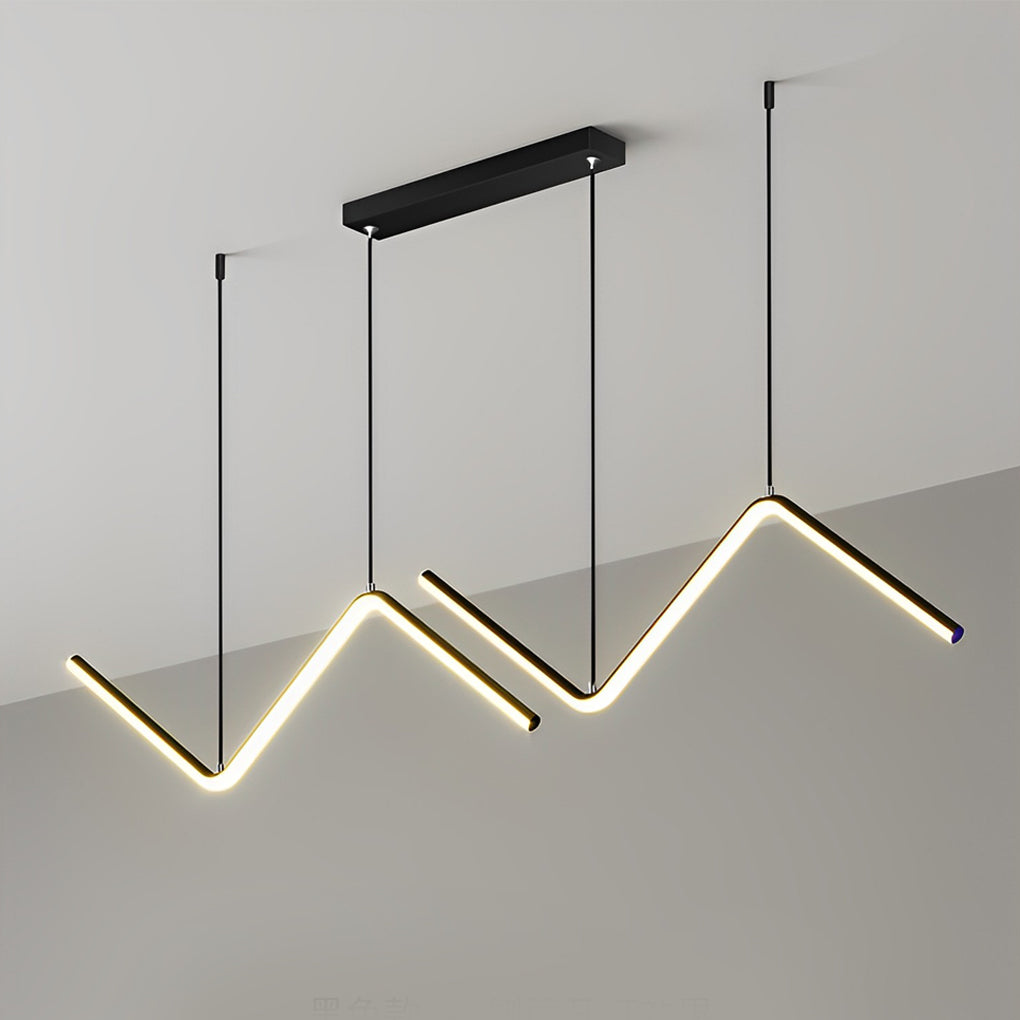 Wavy Linear 3 Step Dimming LED Nordic Chandelier Pendant Light Hanging Lamp