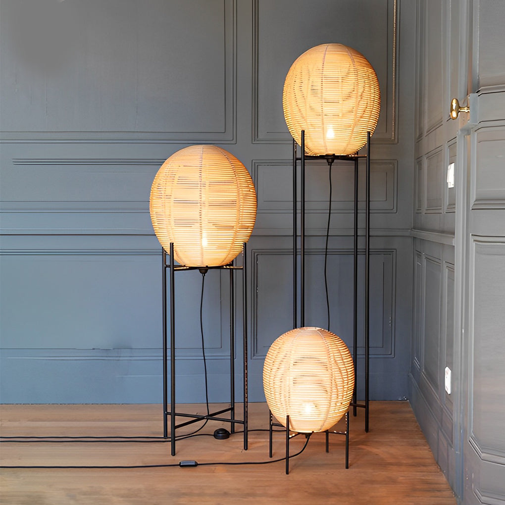 Rattan Lantern Shaped Nordic LED Table Lamps Floor Lamp Desk Light - Dazuma