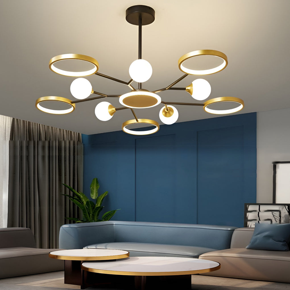 6 Lights Circles LED Modern Ceiling Lights Chandelier Hanging Lamp
