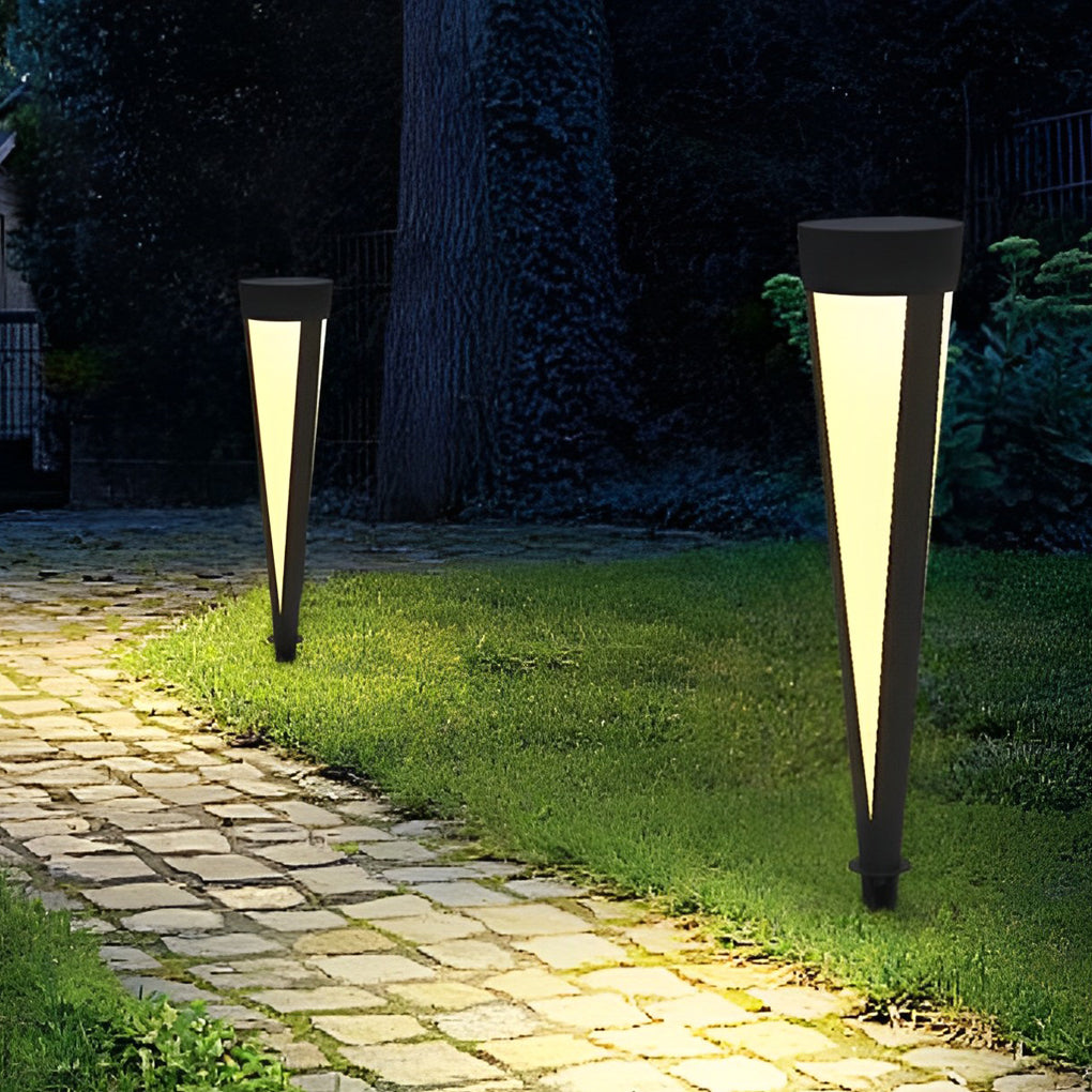 Round Outdoor Waterproof LED Gray Modern Solar Outdoor Lights Lawn Lamp - Dazuma