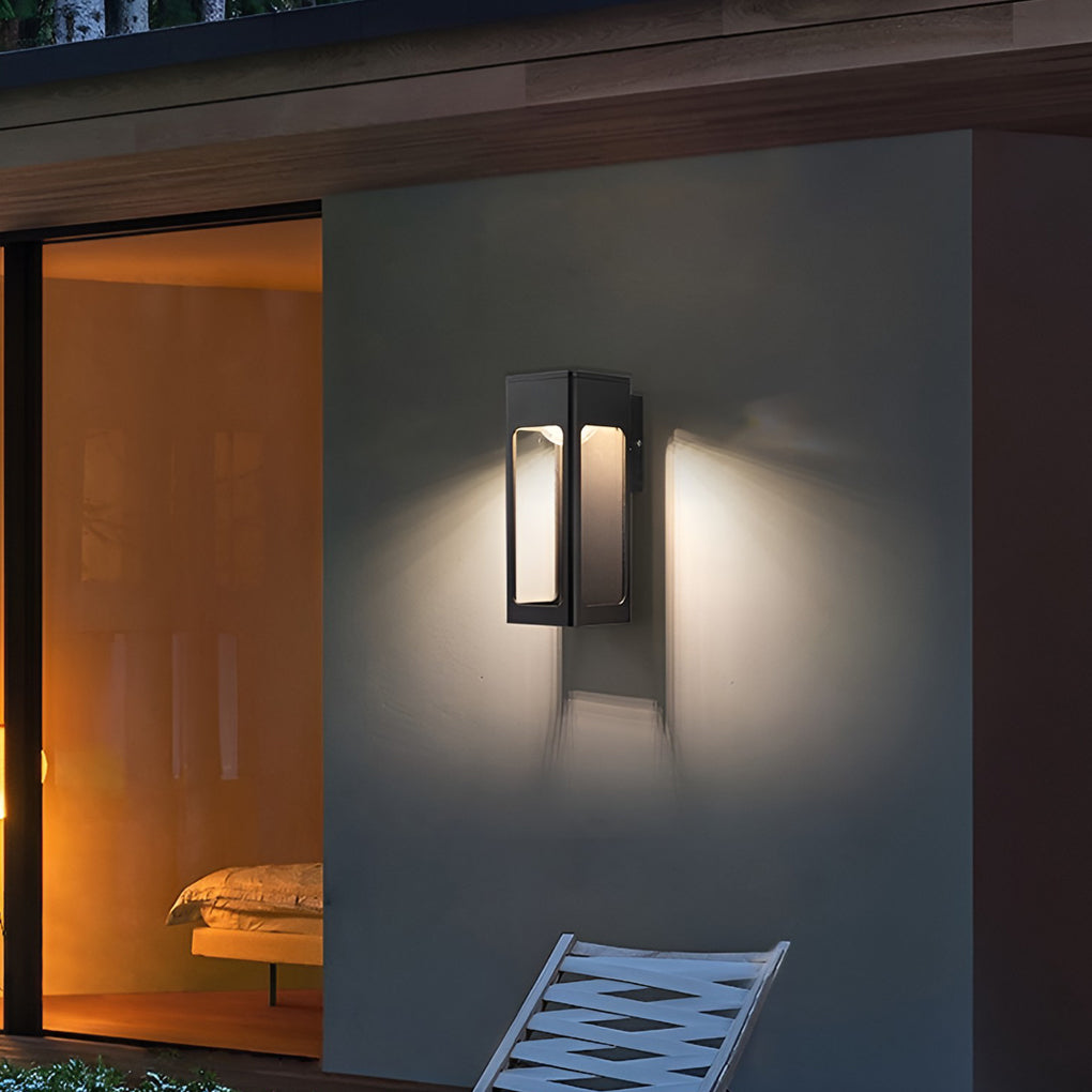 Rectangular IP65 Waterproof 12W LED Black Modern Outdoor Wall Lamp Sconces