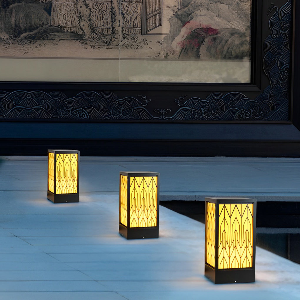 Vintage Waterproof LED Lawn Light Patterned Lampshade, Outdoor Landscape Bollard Lights