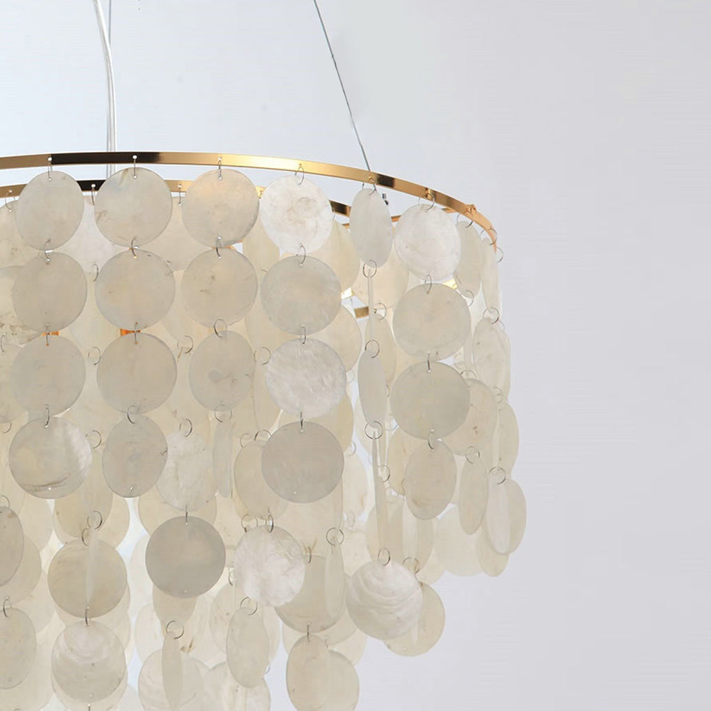 Round Shells Pieces Electroplated Iron LED Nordic Chandelier Pendant ...