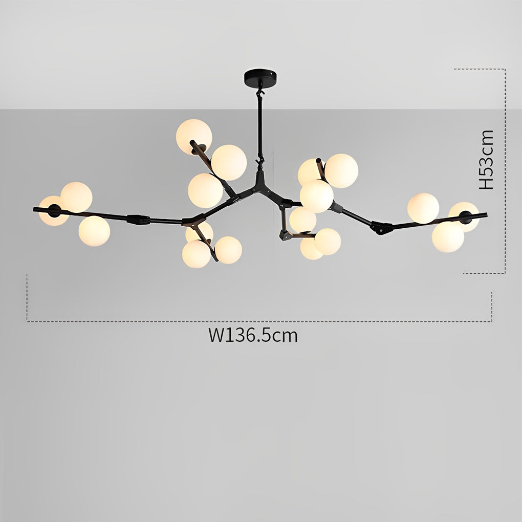 Nordic Style Modern Minimalist Cluster Metal Glass Chandelier – Black & Gold Fixture