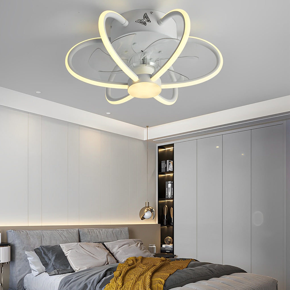Flower Intelligent Dimmable LED Modern Bladeless Ceiling Fans with Remote