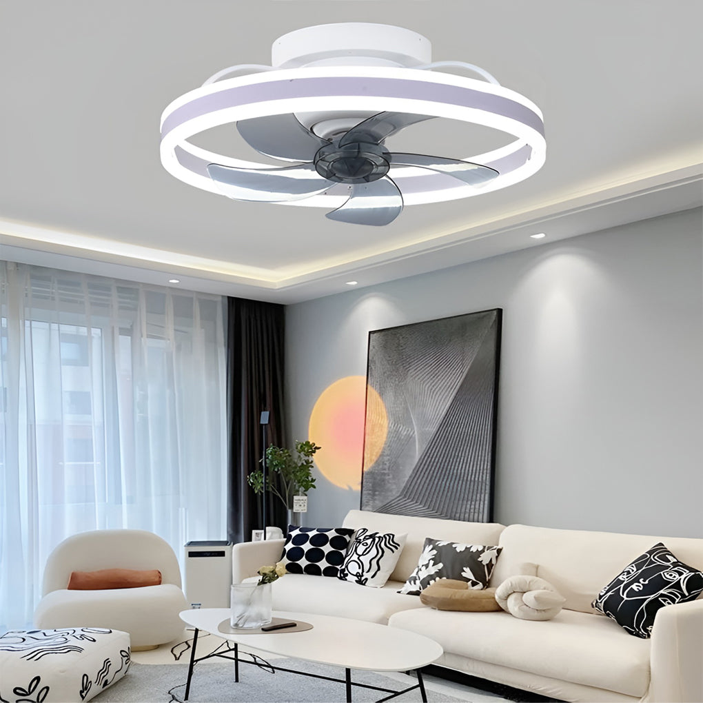 Fan Revolving Light Round Stepless Dimming LED 360° Rotating Modern Ceiling Fan Light - Dazuma