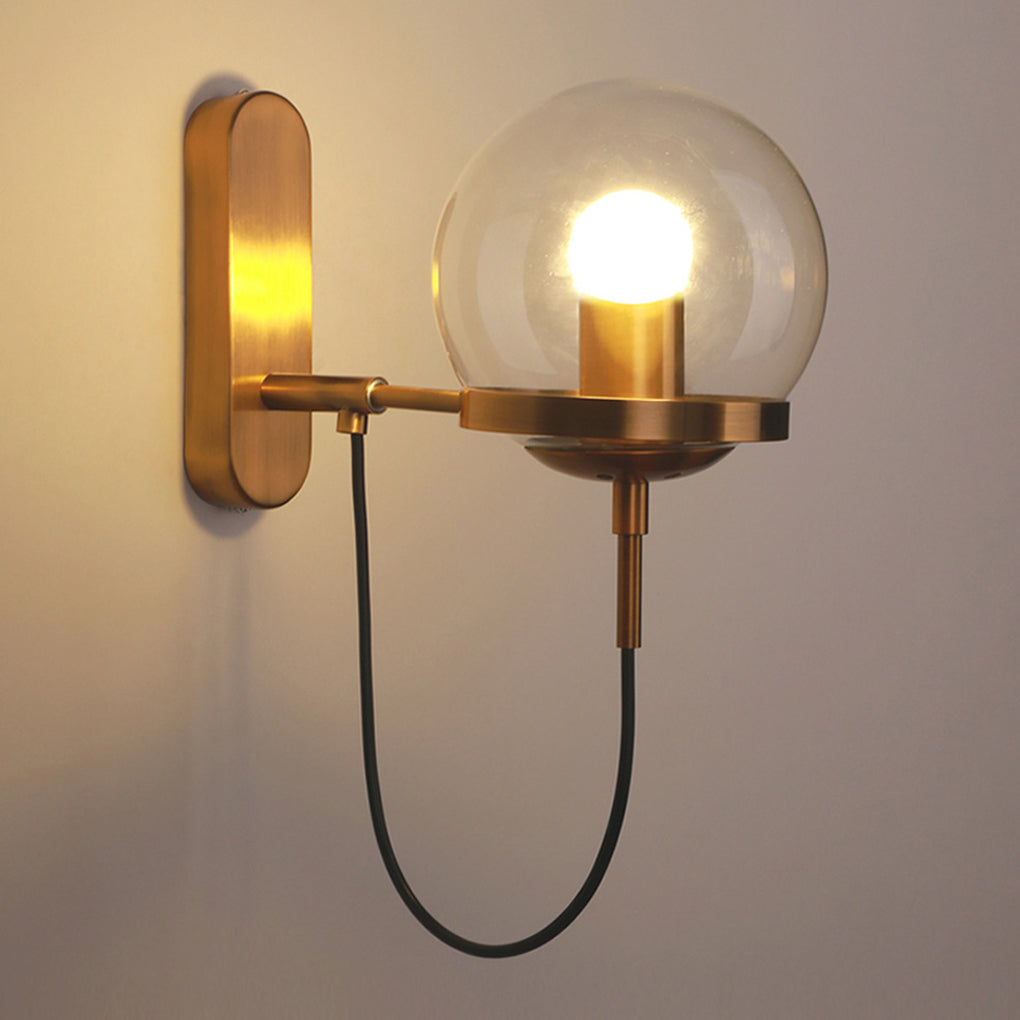 Antique Circular Metal Glass Ball LED Industrial Style Wall Sconce Lighting