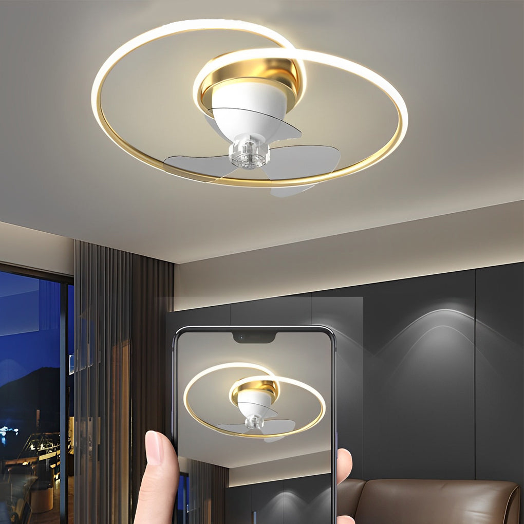 Smart 360° Rotating LED Stepless Dimming Timing Modern Ceiling Fans ...