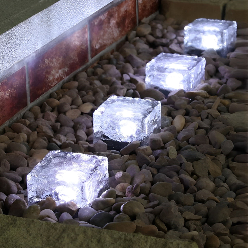 Square Creative Ice Brick LED Waterproof smart Solar Outdoor Lights