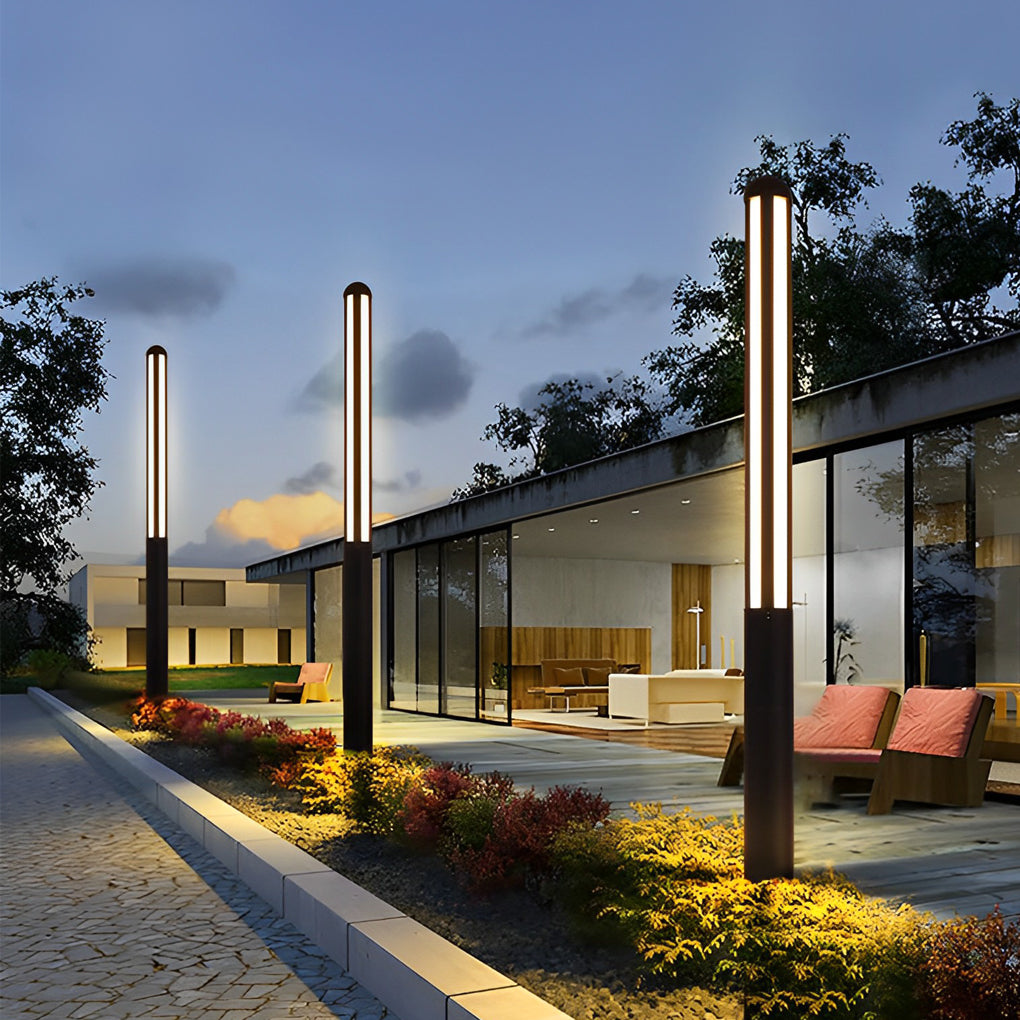 Minimalist Waterproof LED Black Modern Residential Outdoor Bollard Lights Yard Lighting