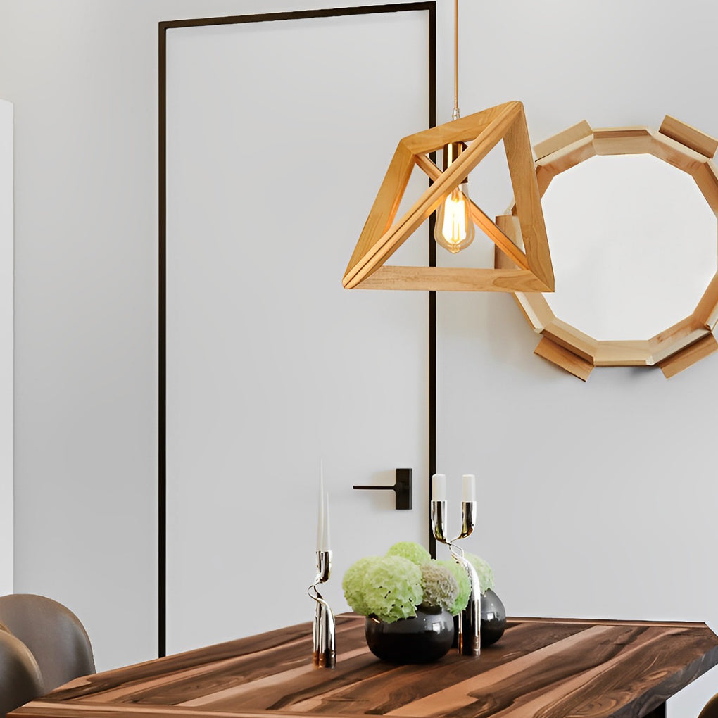 Creative Wood Frame Geometric Art Minimalist Nordic Pendant Lights
