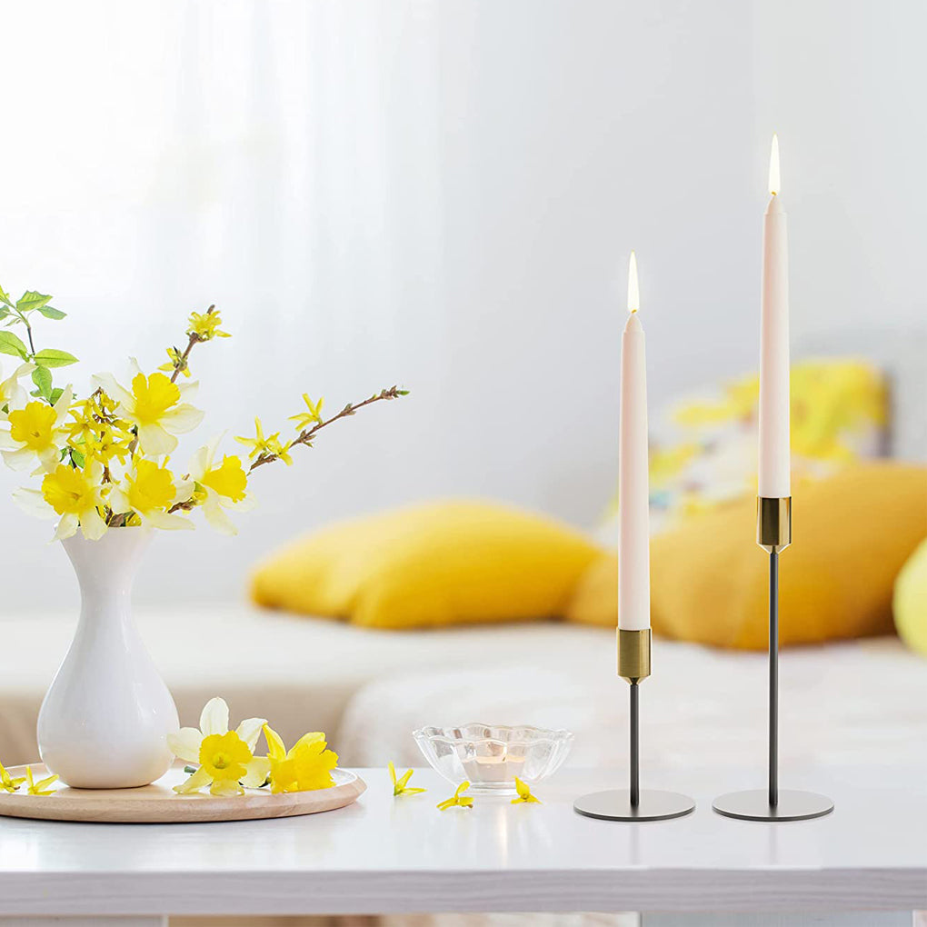 Modern Candle Holder Taper Gold Black Candlestick Holders Set of 2