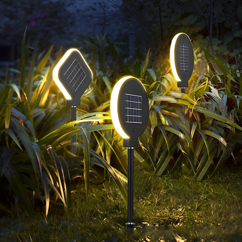 Modern Circular Black Solar LED Lawn Light