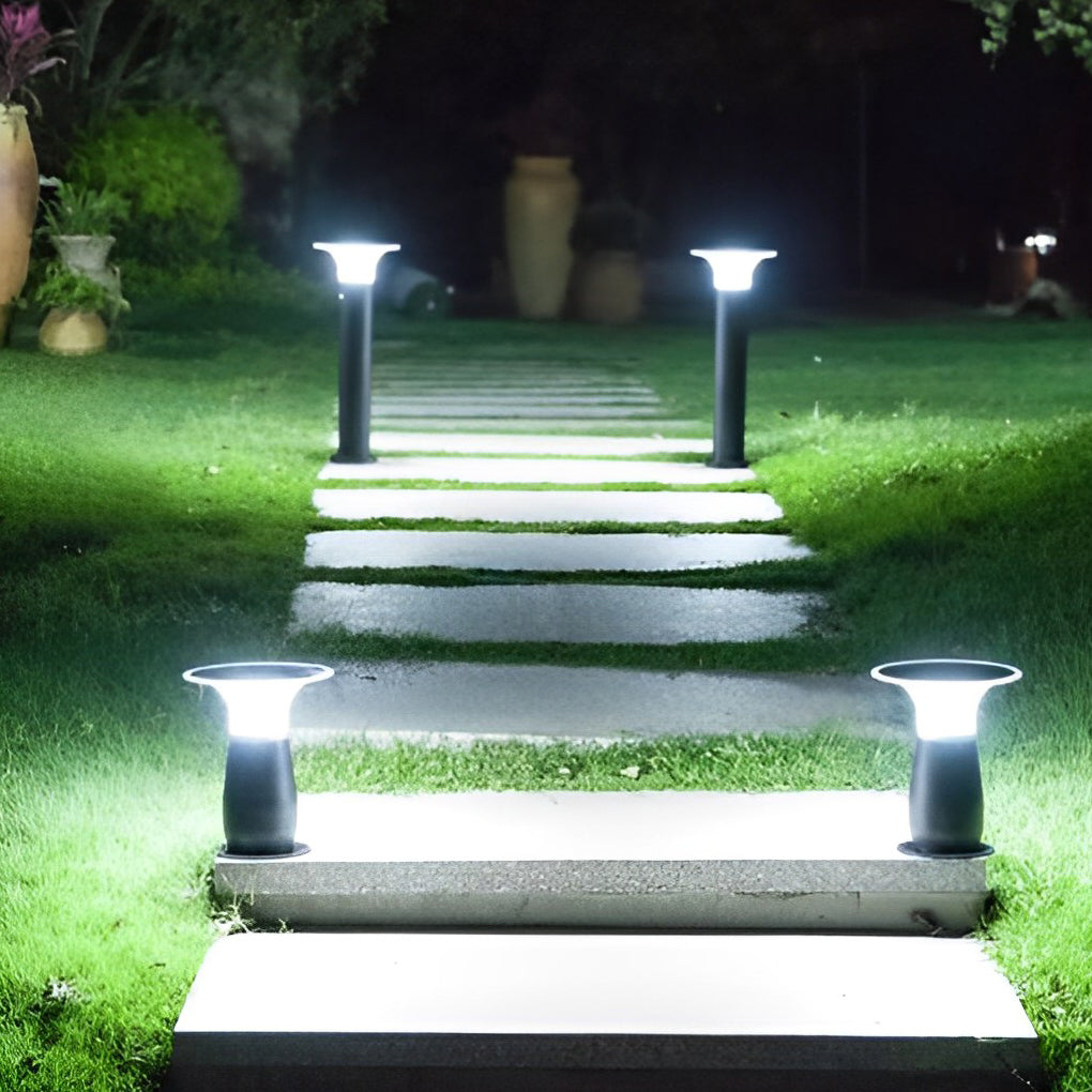Mushroom Shaped Waterproof LED Black Modern Solar Post Lights Path Lights