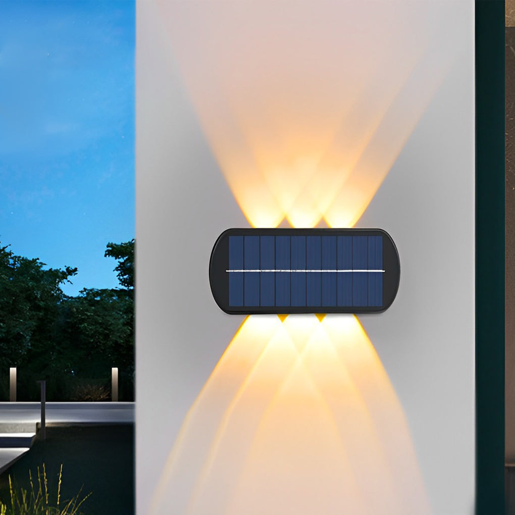 Rectangular Up and Down Lighting LED Waterproof Black Solar Wall Lamp
