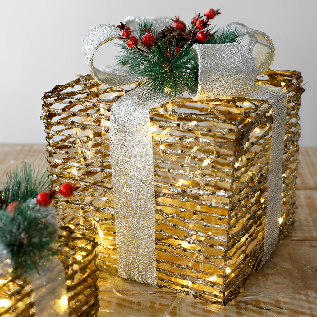 3 Pc Set Creative Christmas Decor Gift Box Scene Layout Decorations