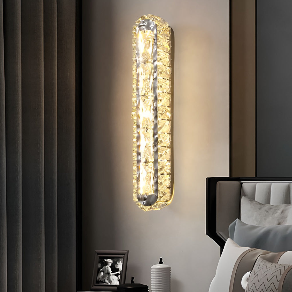 Double Strip Three Step Dimming Light LED Crystal Modern Wall Lamp Wall Sconce Lighting